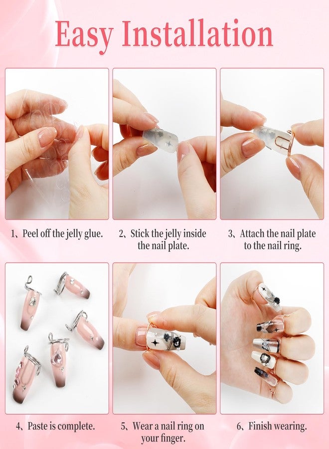 Heemeei 20pcs Size Adjustable Wudu Rings with 120pcs Adhesive Nail Tabs, Reusable Detachable Rings for Halal Nail, Muslim Wearing Manicure (Rose Gold, Silver) - Image 4